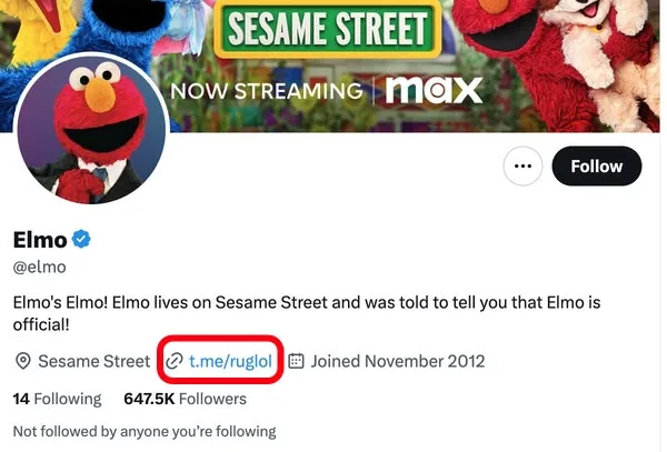 Perfil do Elmo no Twitter