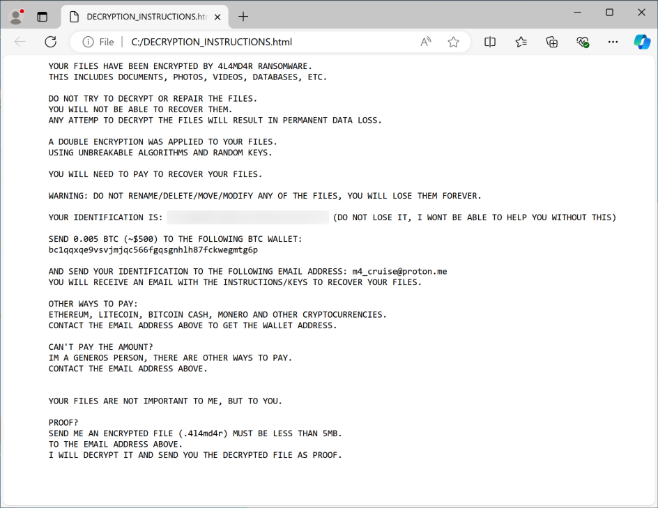 Instruções de descriptografia 4L4MD4R