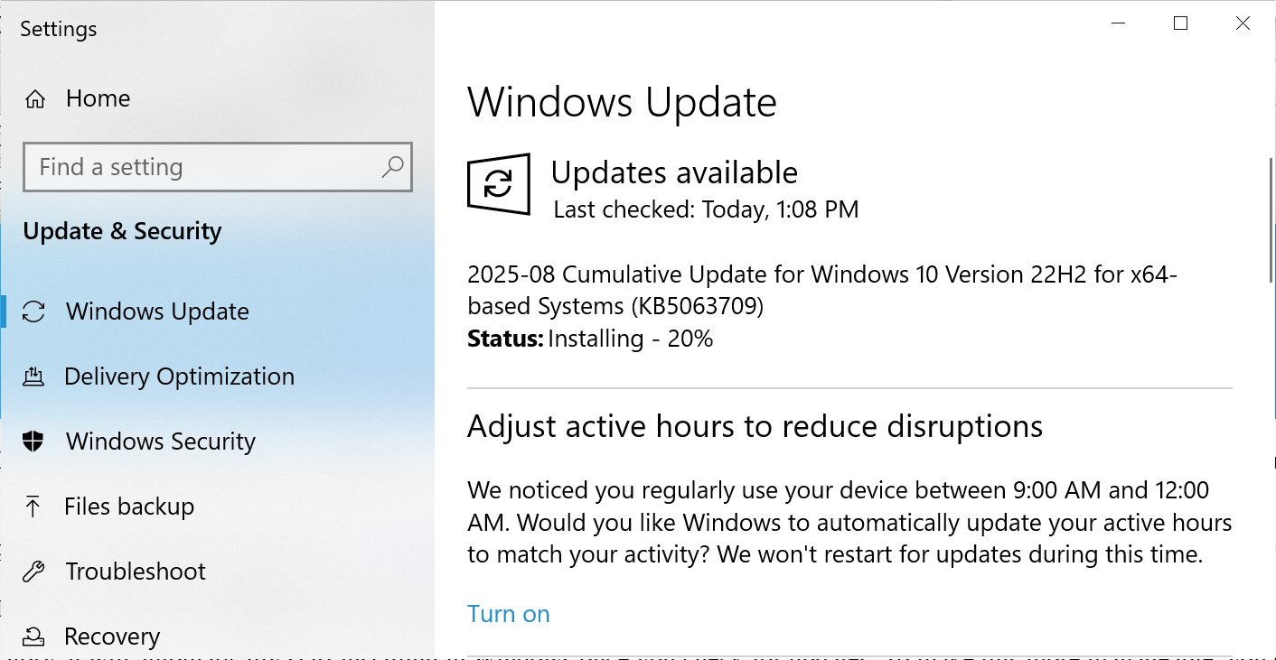 Atualização do Windows 10 KB5063709