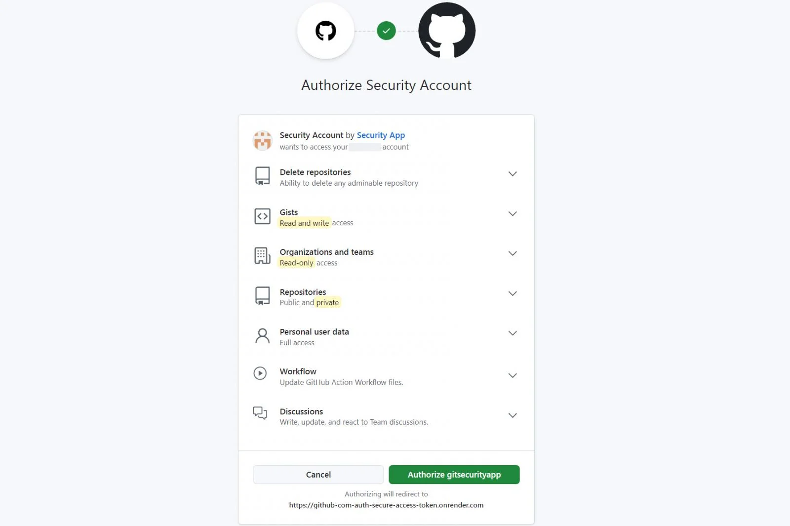 Aplicativo OAuth malicioso do GitHub.