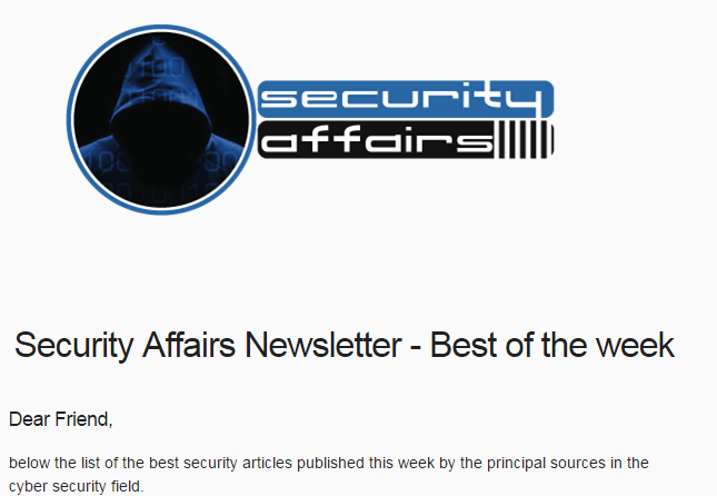 Security Affairs newsletter Round 536 by Pierluigi Paganini – INTERNATIONAL EDITION